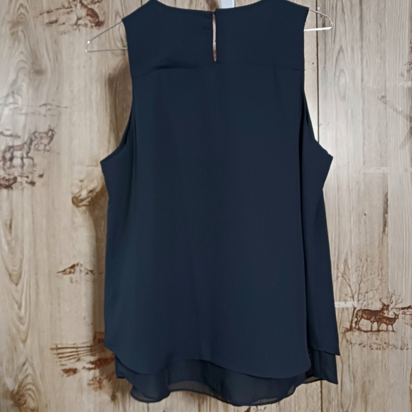 Violet and Claire Black Beaded Layered Chiffon Sleeveless Blouse Size Me… - Picture 10 of 14